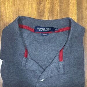 U.S. Polo Assn. Gray Polo Shirt with Red Accents